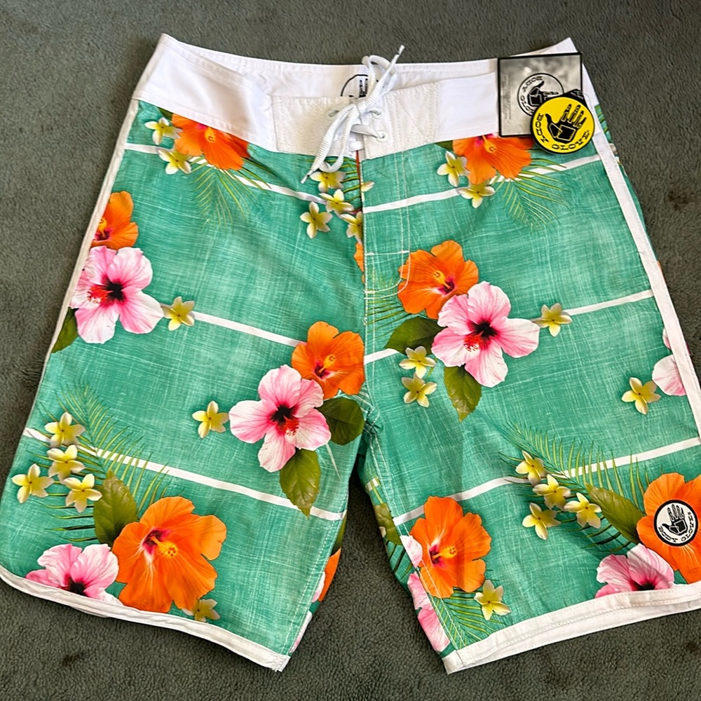 Body glove swimsuit board shorts size 32 men new with tag flower Hawaiian trunks